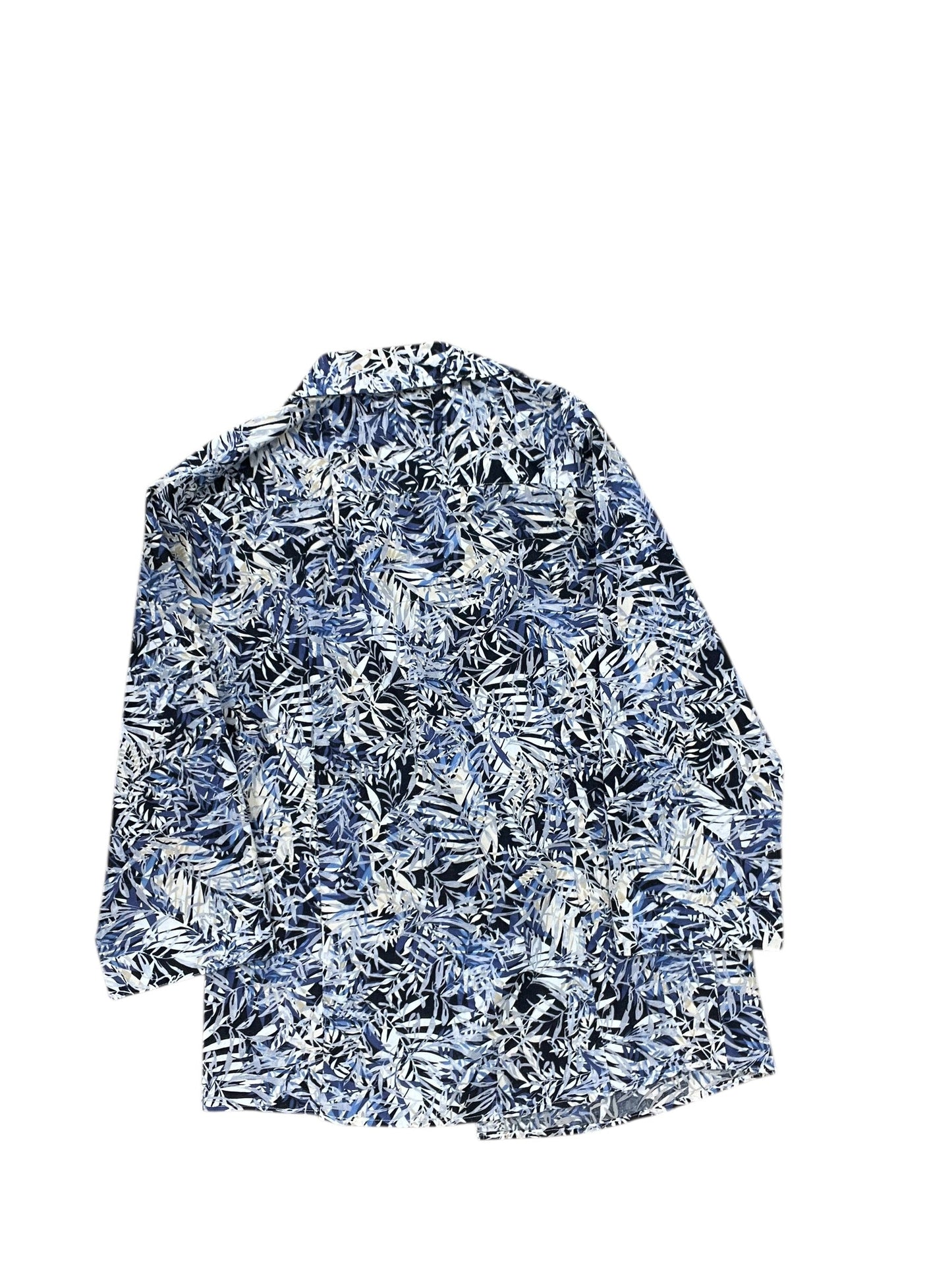 Blouse 3/4 Sleeve By Christopher And Banks In Blue & White, Size:L