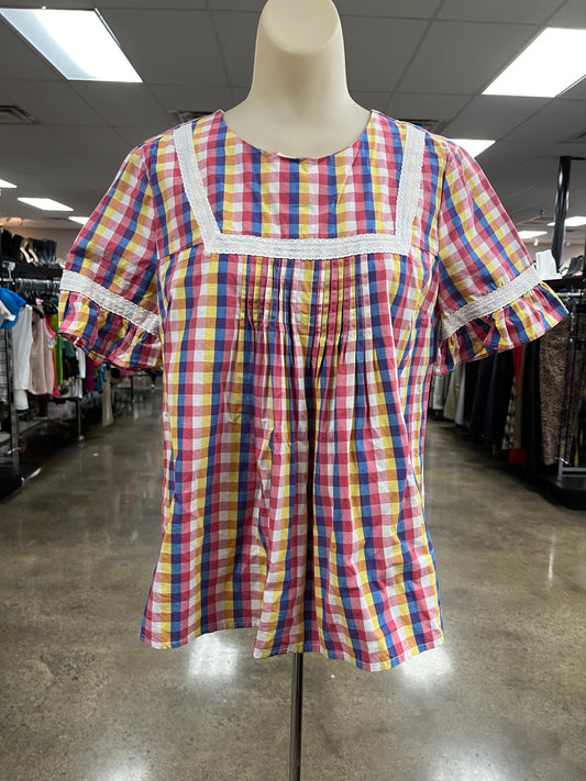 Top Ss By English Factory In Plaid Pattern, Size:M