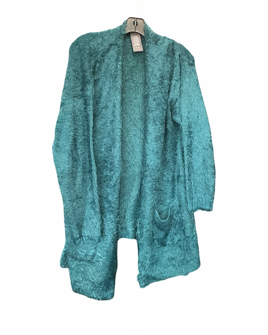 Sweater Cardigan By Chelsea And Theodore In Teal, Size:Xl