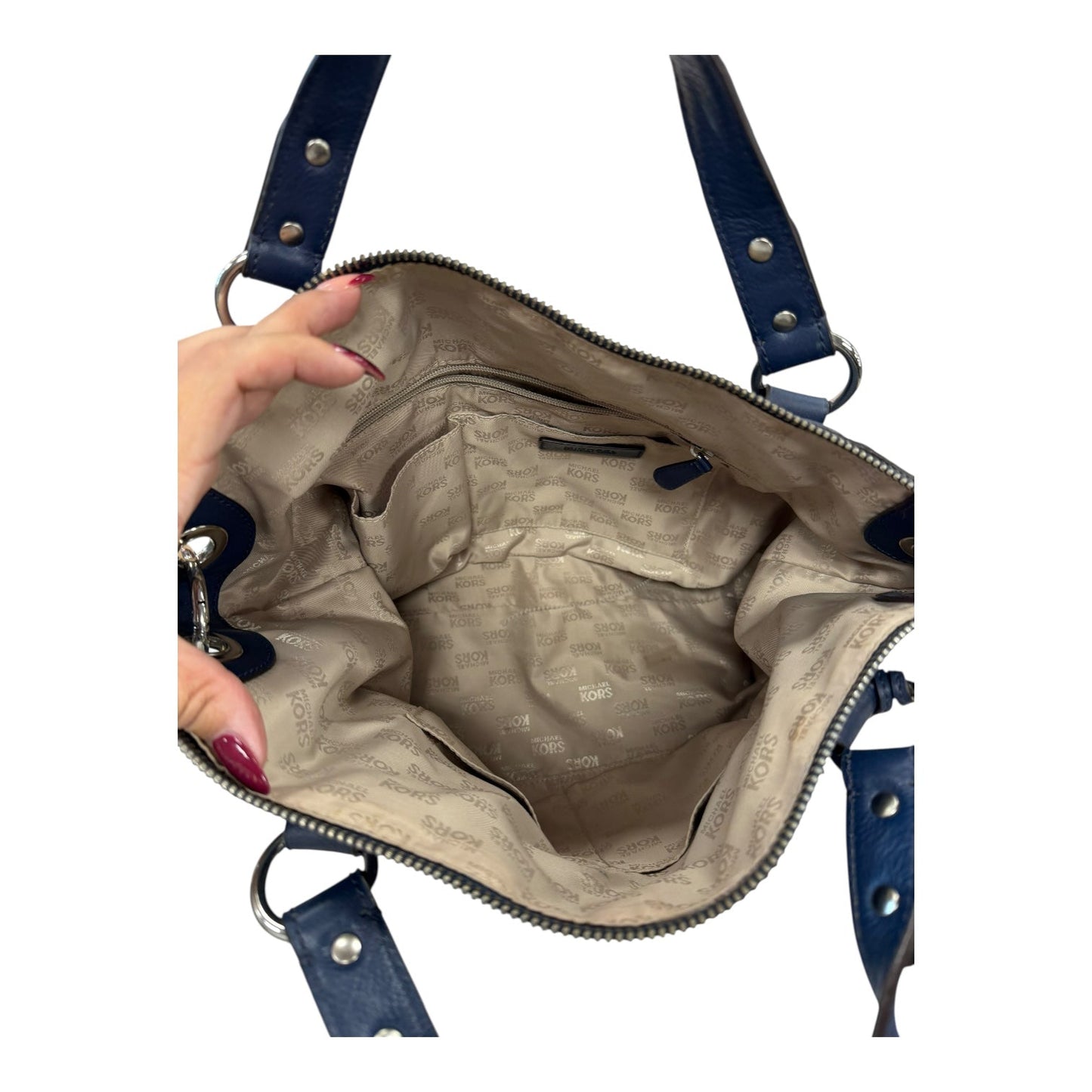 Handbag Designer By Michael Kors In Blue, Size:Large