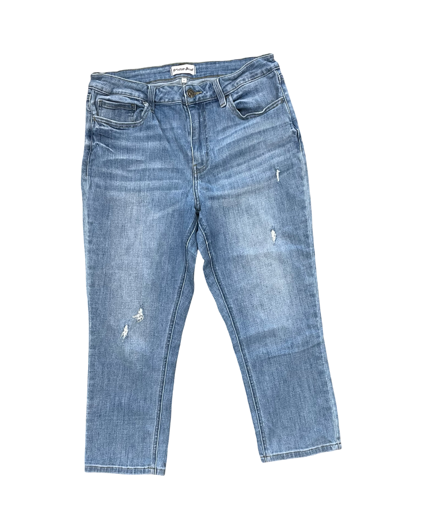 Jeans Cropped By Studio Blue In Blue Denim, Size:12