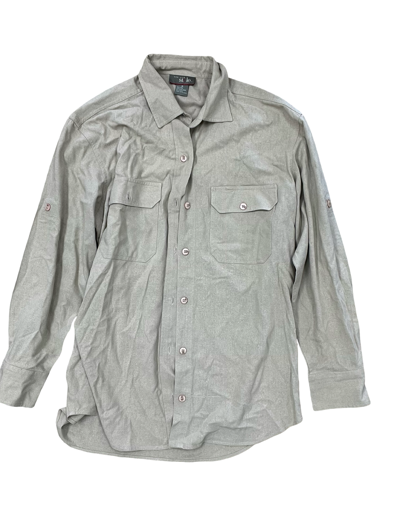 Blouse Ls By New York Style In Tan, Size:M