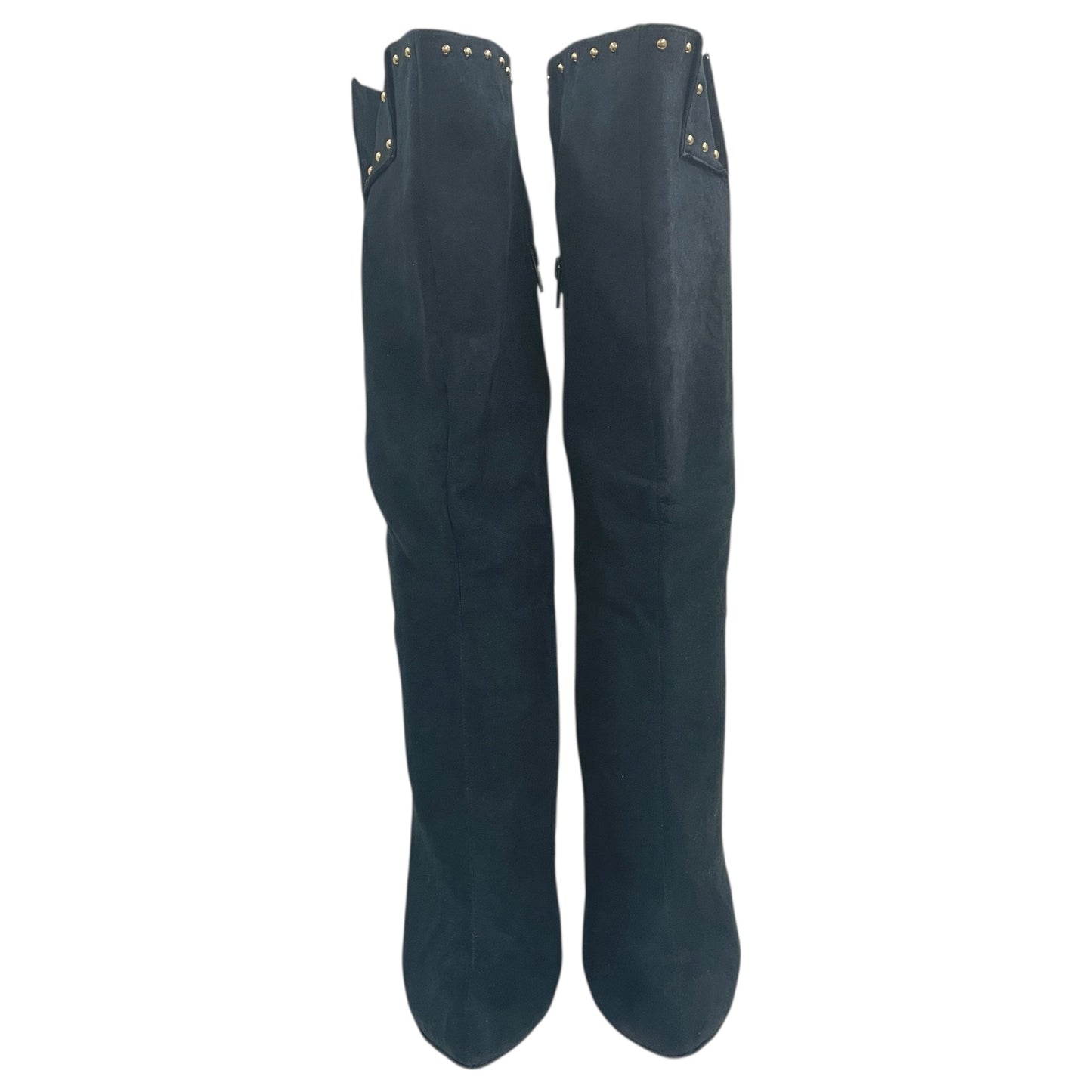 Boots Mid-Calf Heels By Cmc In Black & Gold, Size:9