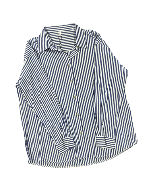 Blouse Ls By Clothes Mentor In Blue & White, Size:L