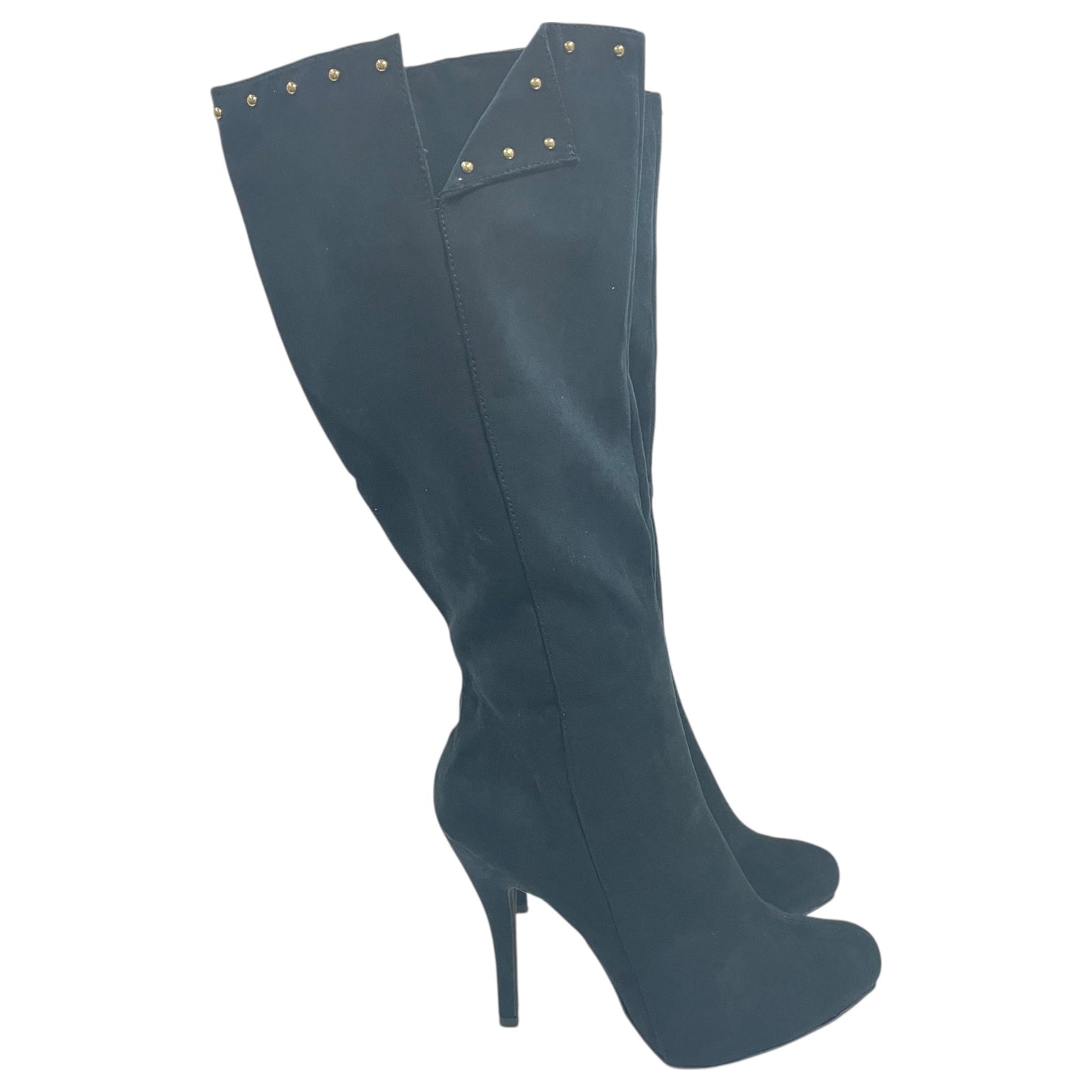 Boots Mid-Calf Heels By Cmc In Black & Gold, Size:9