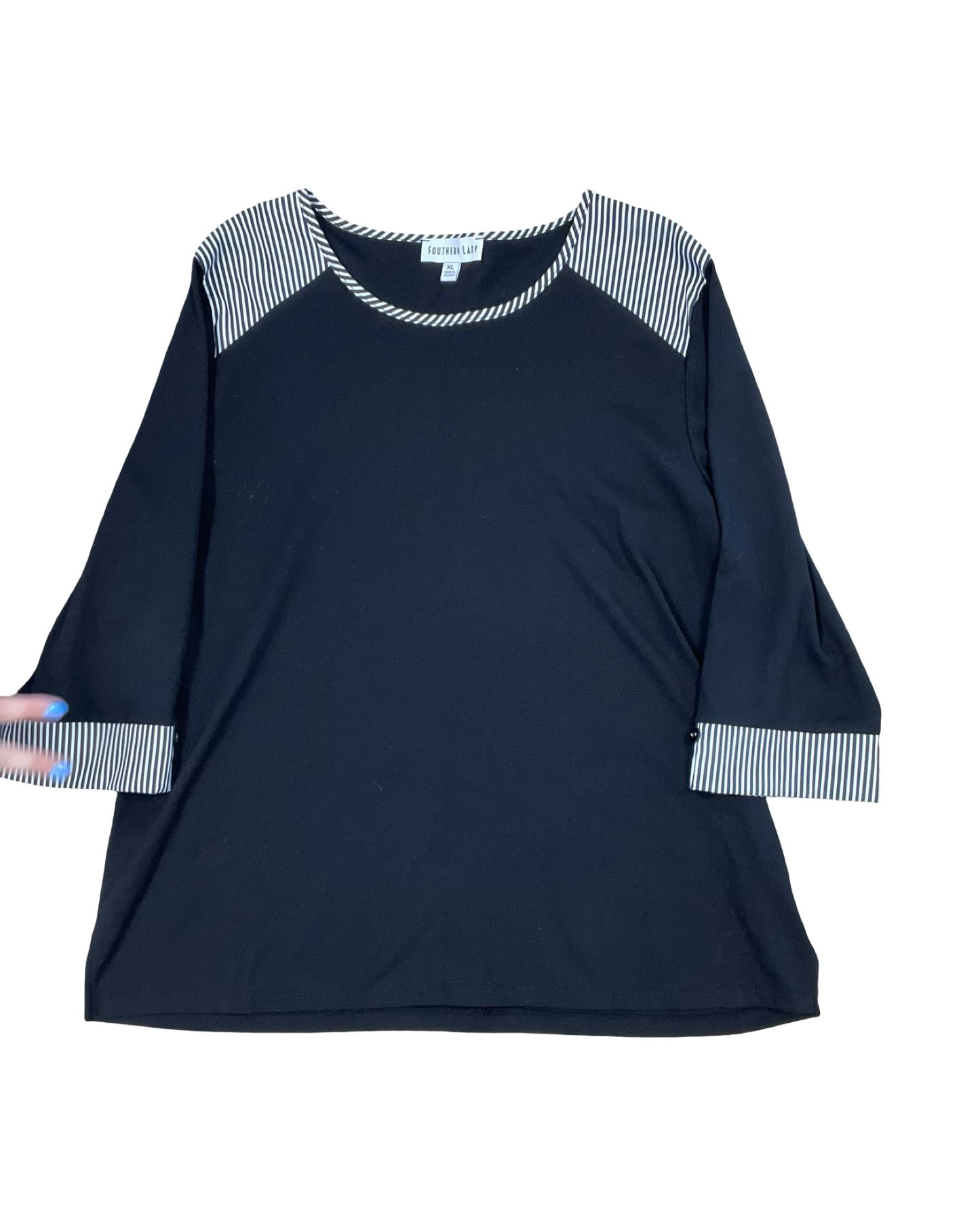 Top 3/4 Sleeve By Clothes Mentor In Black & White, Size:Xl