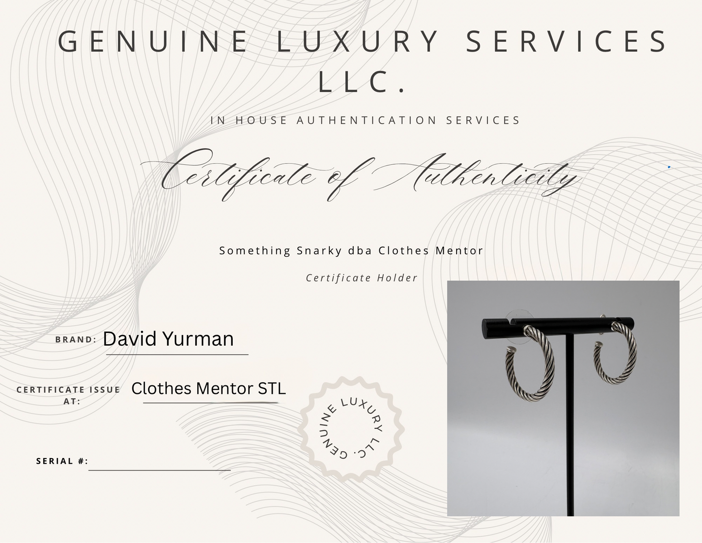 David Yurman Cable Hoop 925 Silver Luxury Earrings