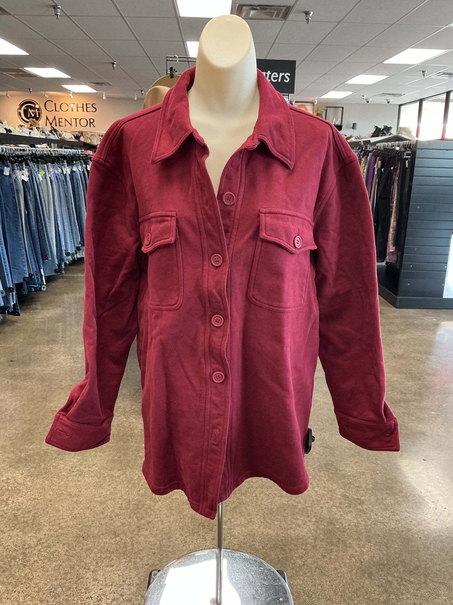 Jacket Shirt By Good American In Red, Size:M