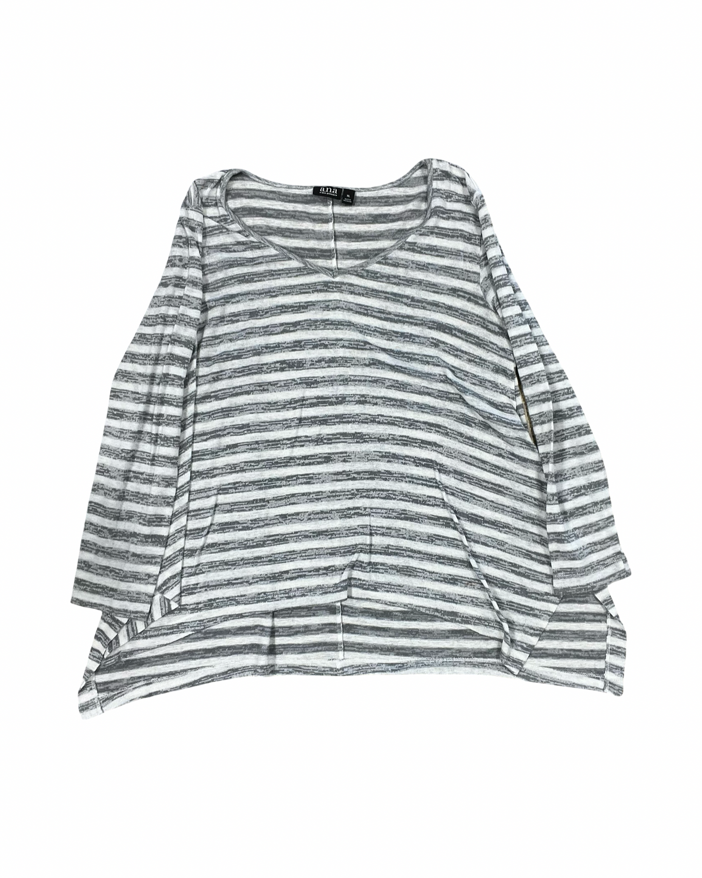Top Ls By Ana In Grey & White, Size:Xl