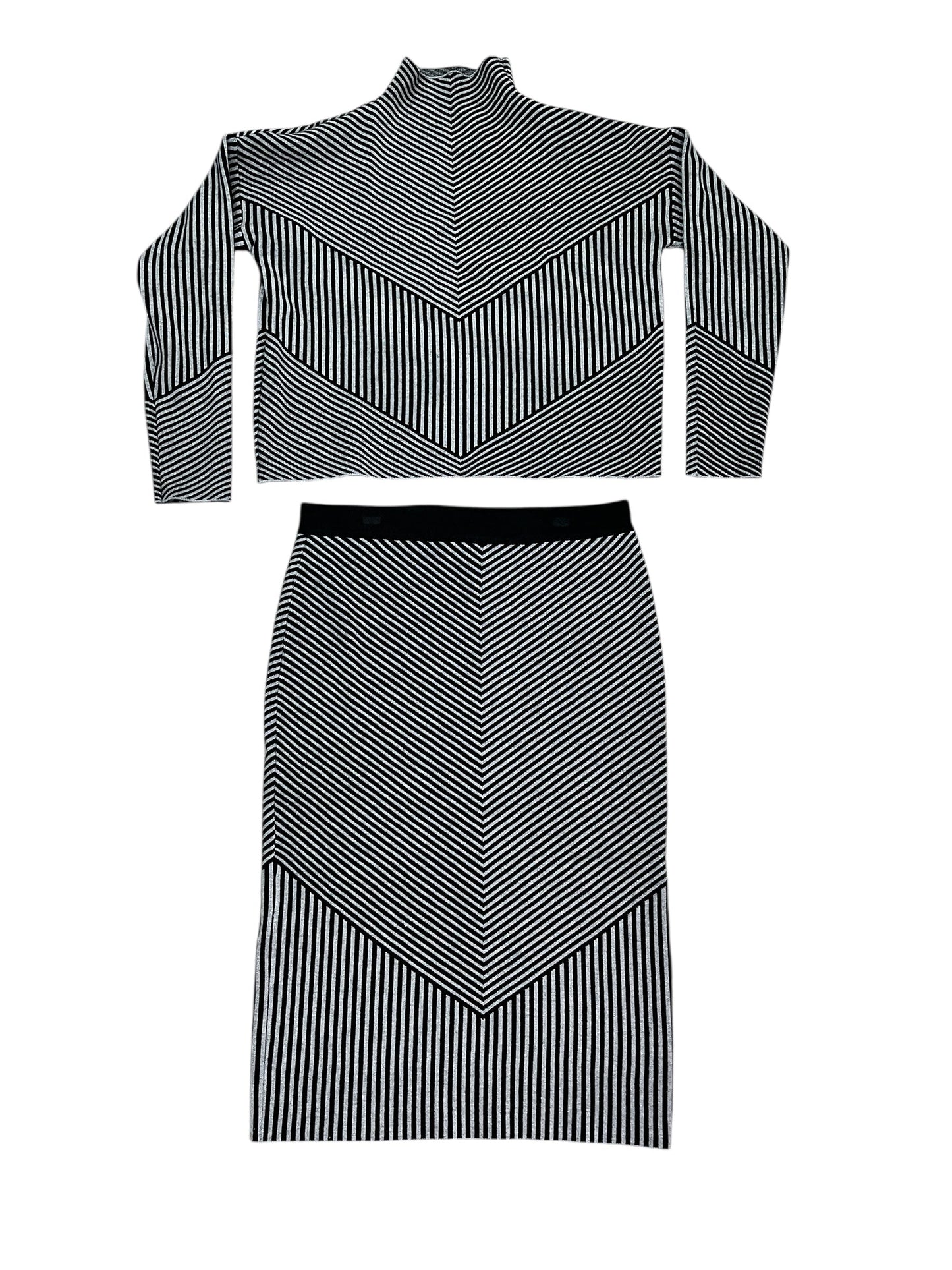 Skirt Set 2Pc By Tahari In Black & Grey, Size:L