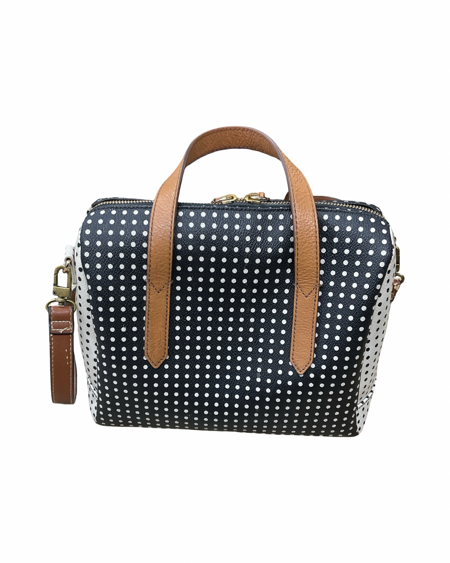 Handbag By Fossil In Black & Cream, Size:Medium