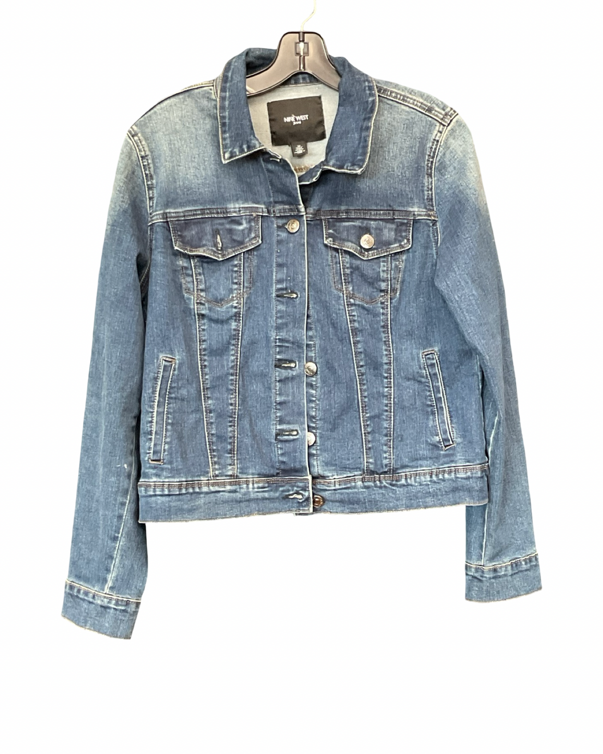 Jacket Denim By Nine West In Blue Denim, Size:M
