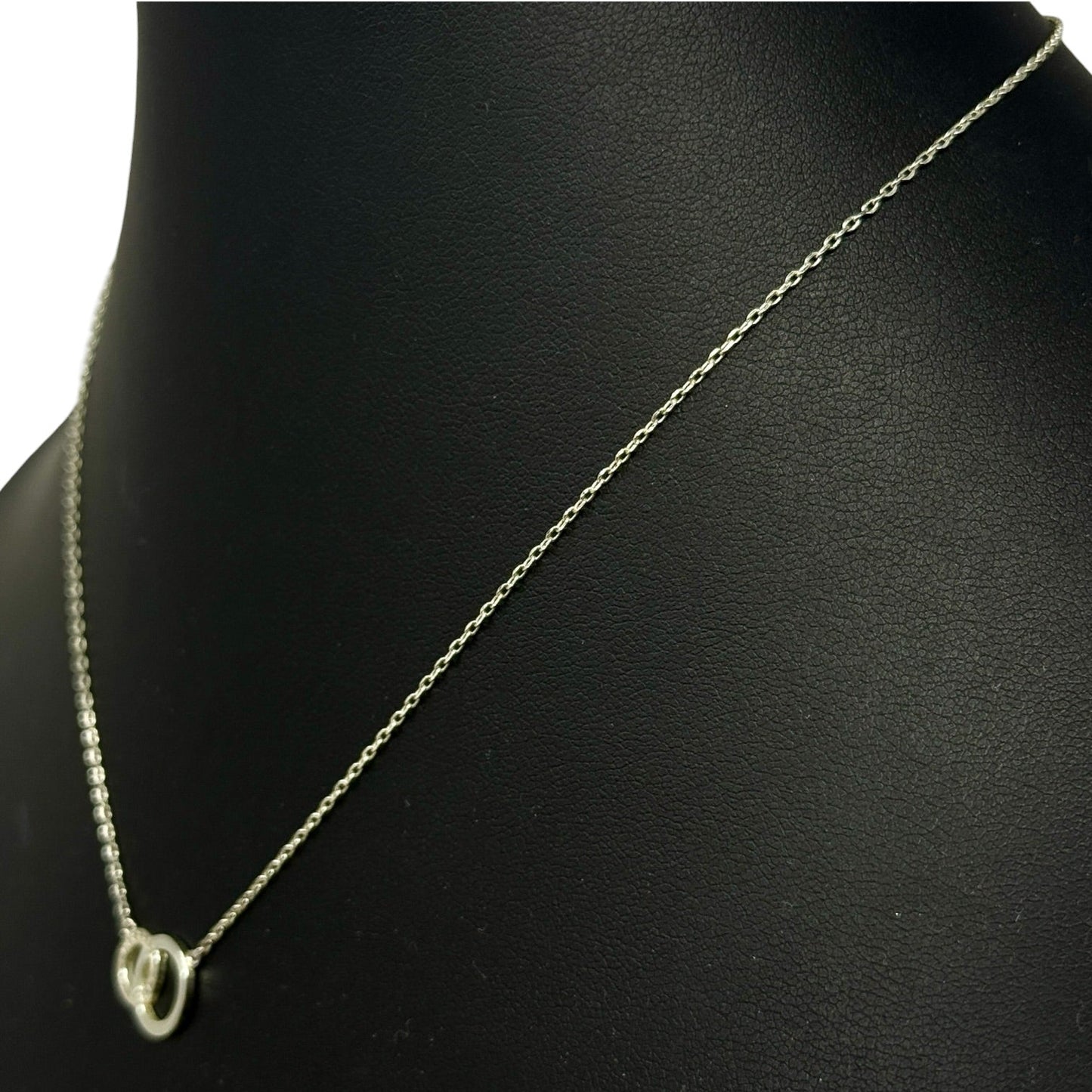 Sterling Silver & Pavé CZ Intertwined Double Circle Pendant Necklace