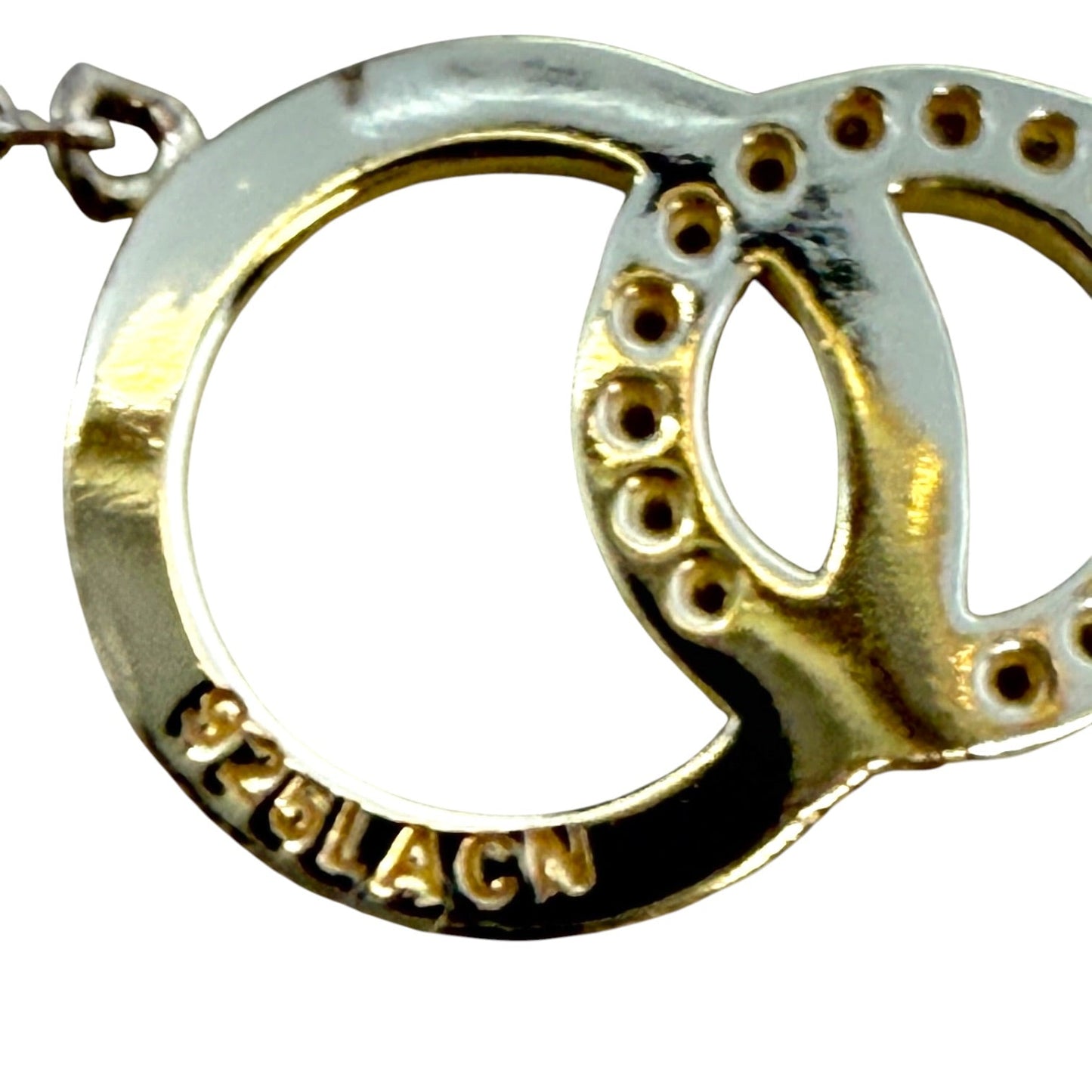 Sterling Silver & Pavé CZ Intertwined Double Circle Pendant Necklace