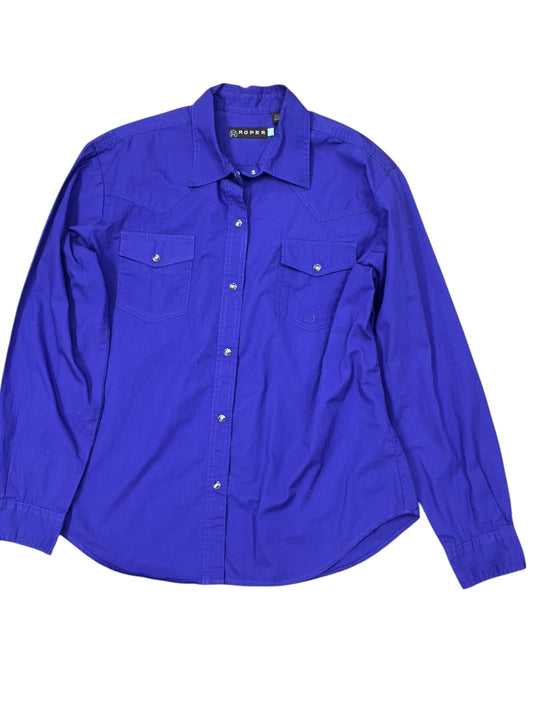 Blouse Ls By Roper In Purple, Size:L