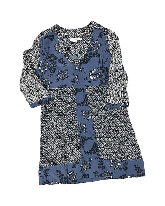 Dress Casual Midi By Boden In Blue & Cream, Size:8