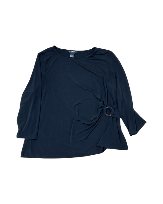 Top 3/4 Sleeve By Liz Claiborne In Black, Size:Xlp