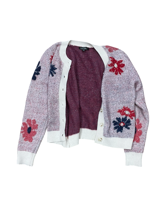 Sweater Cardigan By Nicole Miller In Pink, Size:M