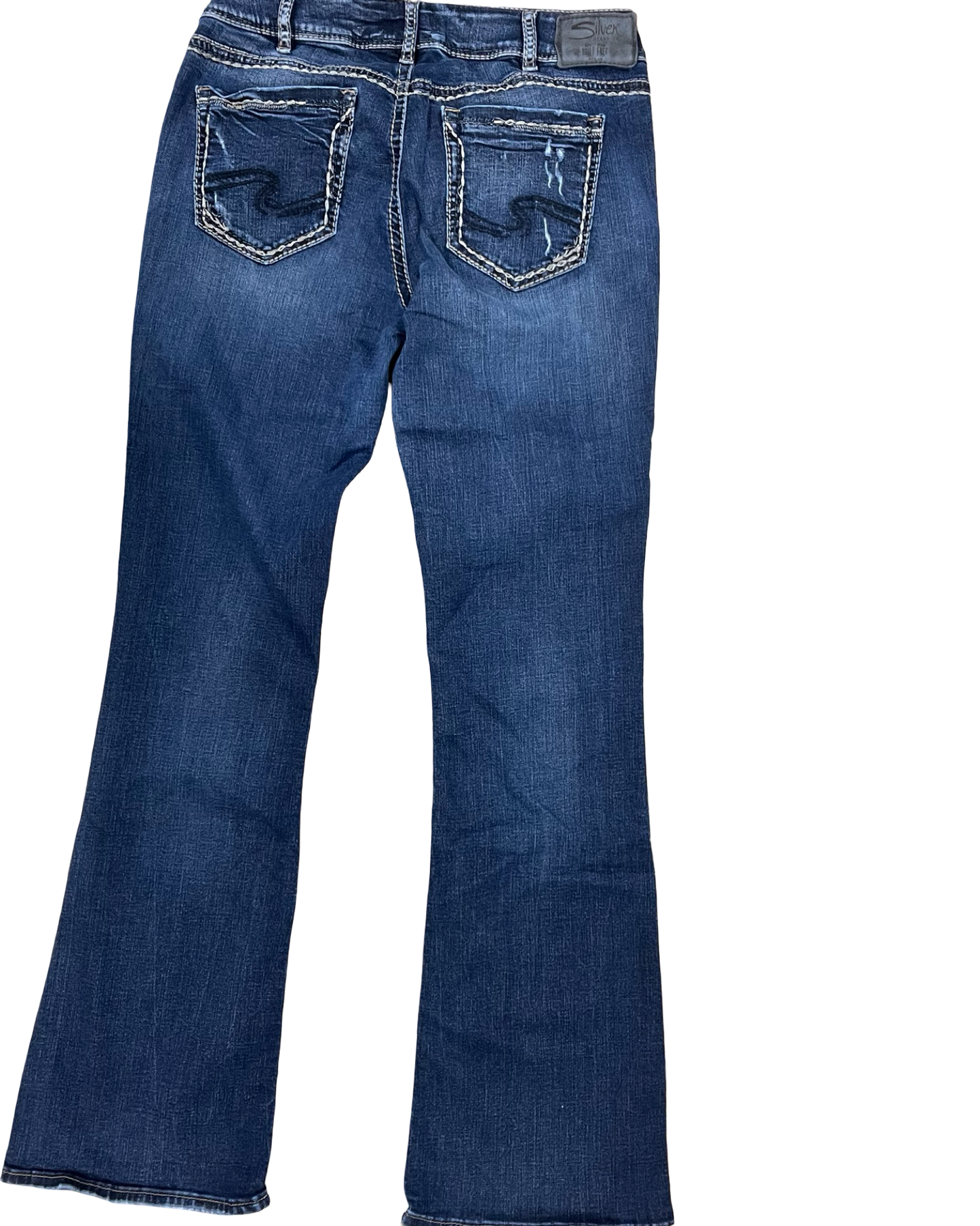 Jeans Boot Cut By Silver In Blue Denim, Size:12