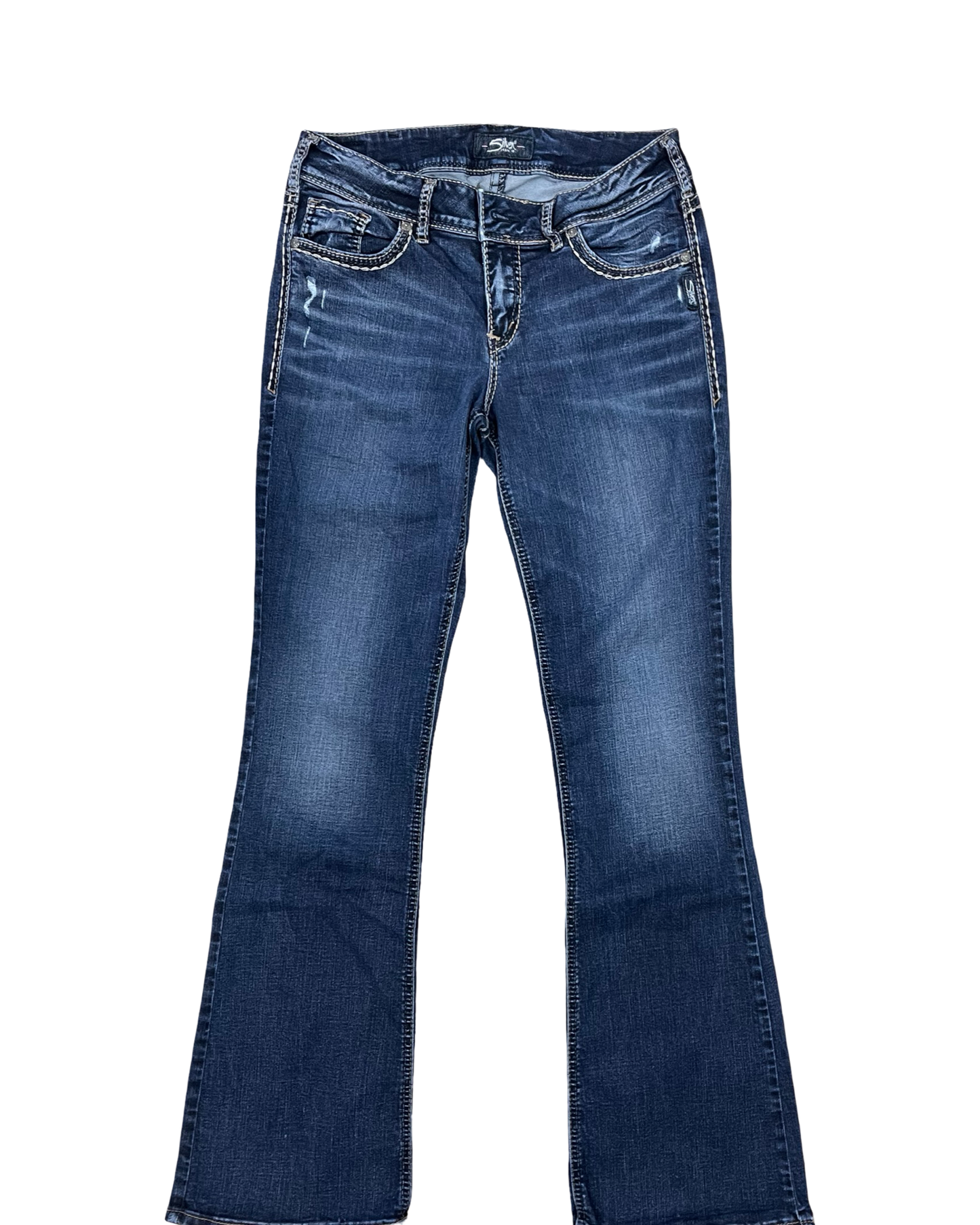 Jeans Boot Cut By Silver In Blue Denim, Size:12