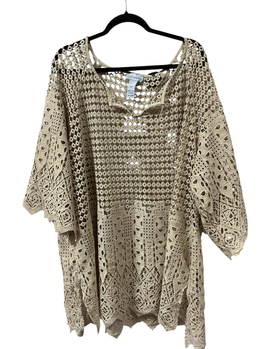 Top 3/4 Sleeve By Catherines In Tan, Size:3X