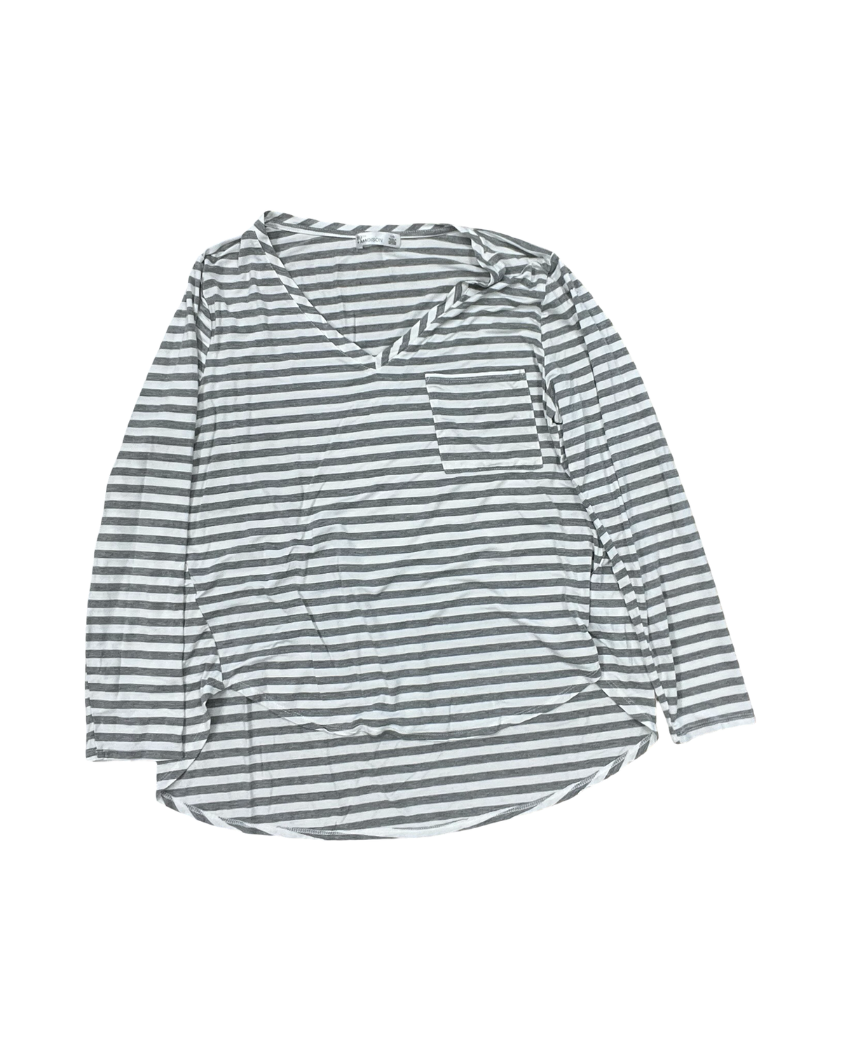 Top Ls Basic By 89Th And Madison In Grey & White, Size:L