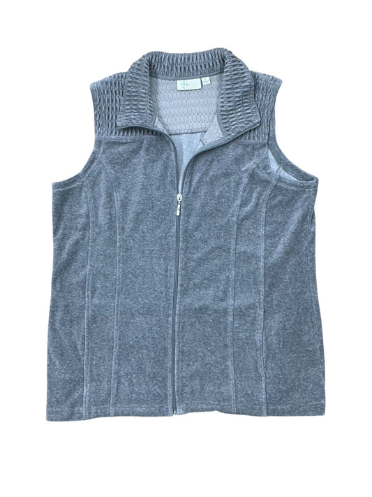 Vest Fleece By Denim And Company In Grey, Size:L