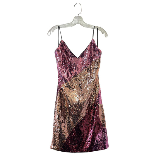 Dress Party Short By AIDAN MATRIX In Gold & Pink, Size:6