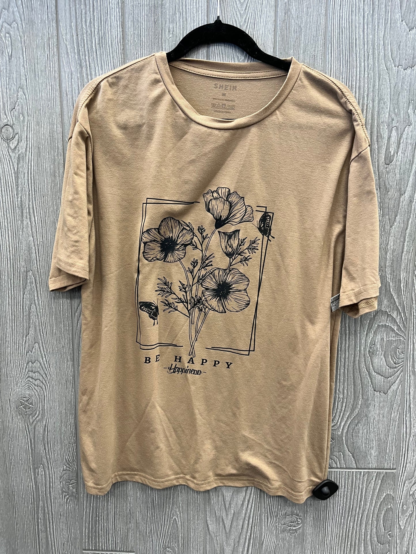 Top Short Sleeve By Shein In Brown, Size: M