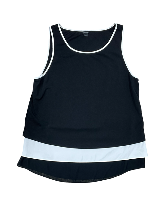Top Sleeveless By Ann Taylor In Black & Cream, Size:L