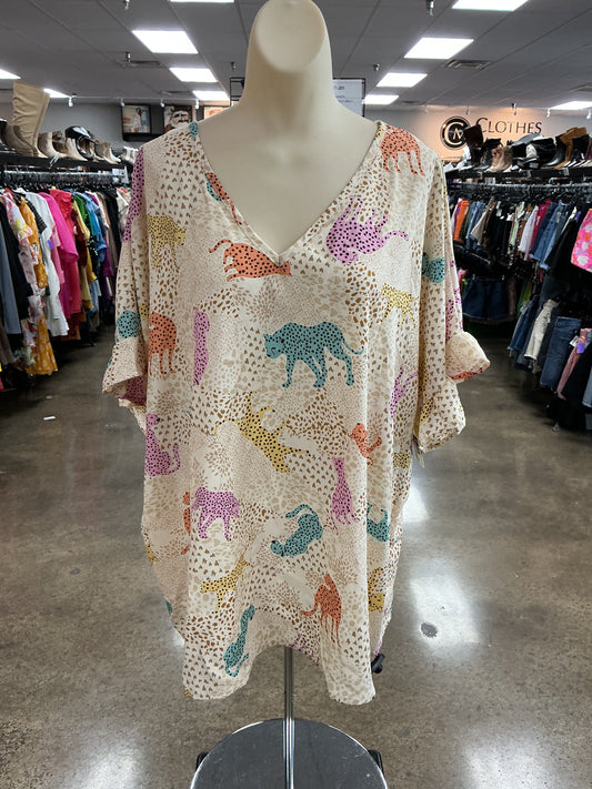 Top Ss By Entro In Animal Print, Size:Xl