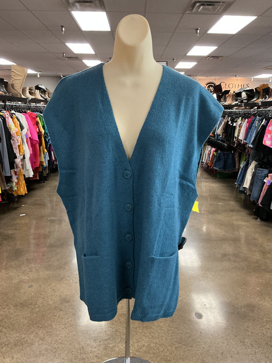 Vest Sweater By Clothes Mentor In Teal, Size:Xl