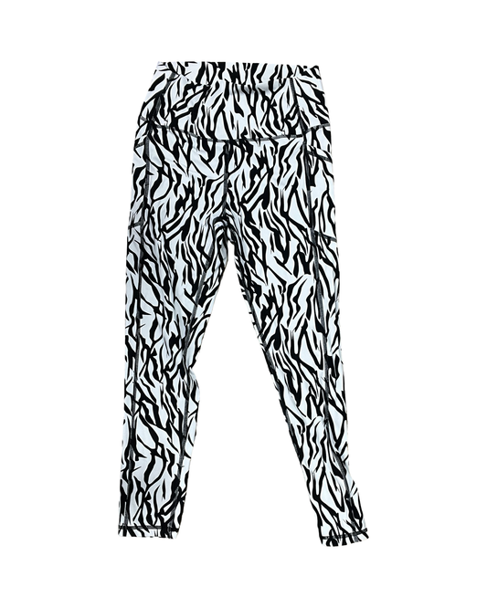 Athletic Leggings By Zyia In Black & White, Size:M