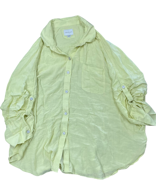 Blouse 3/4 Sleeve By American Eagle In Yellow, Size:Xl