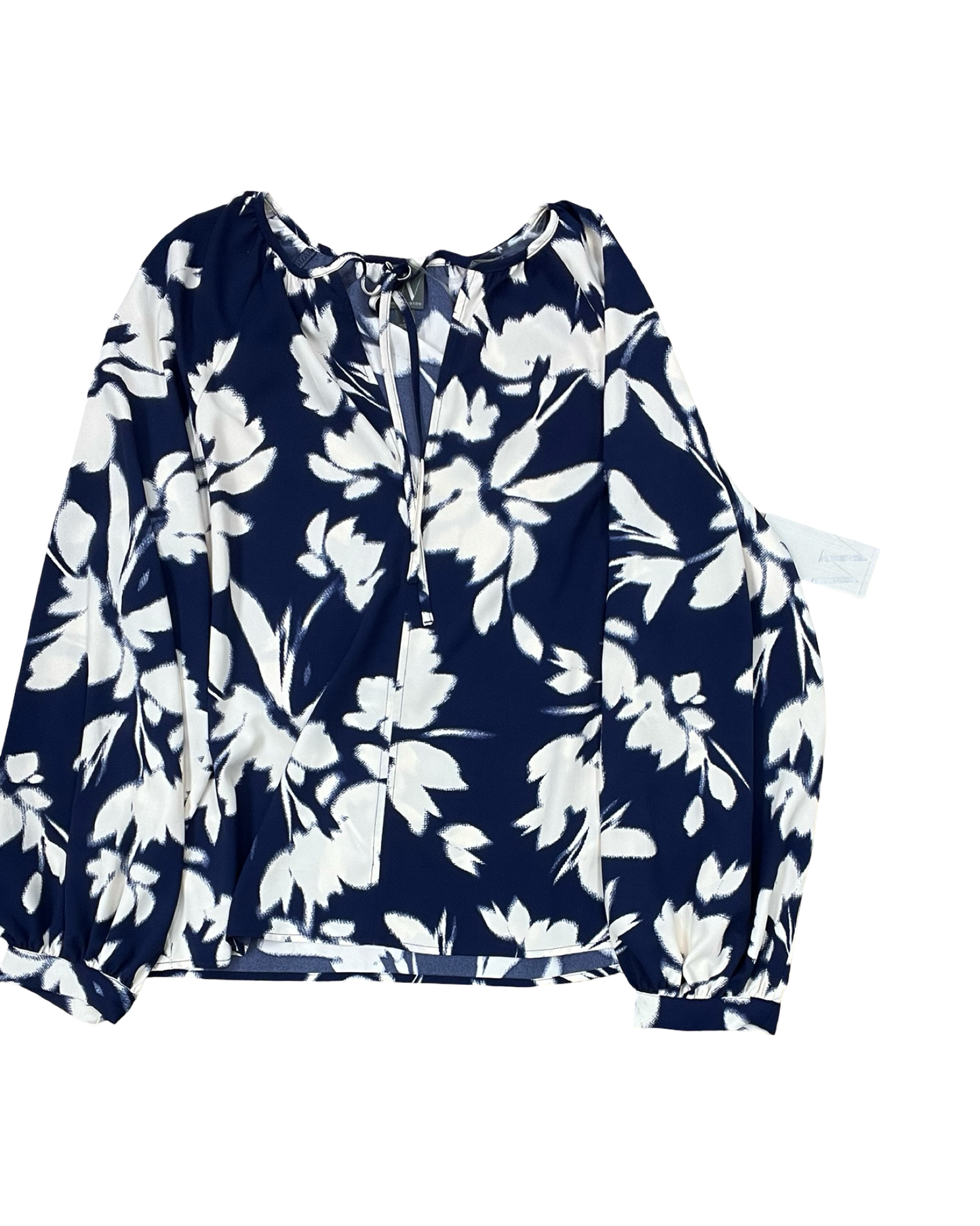 Top Ls By Worthington In Blue & Cream, Size:L