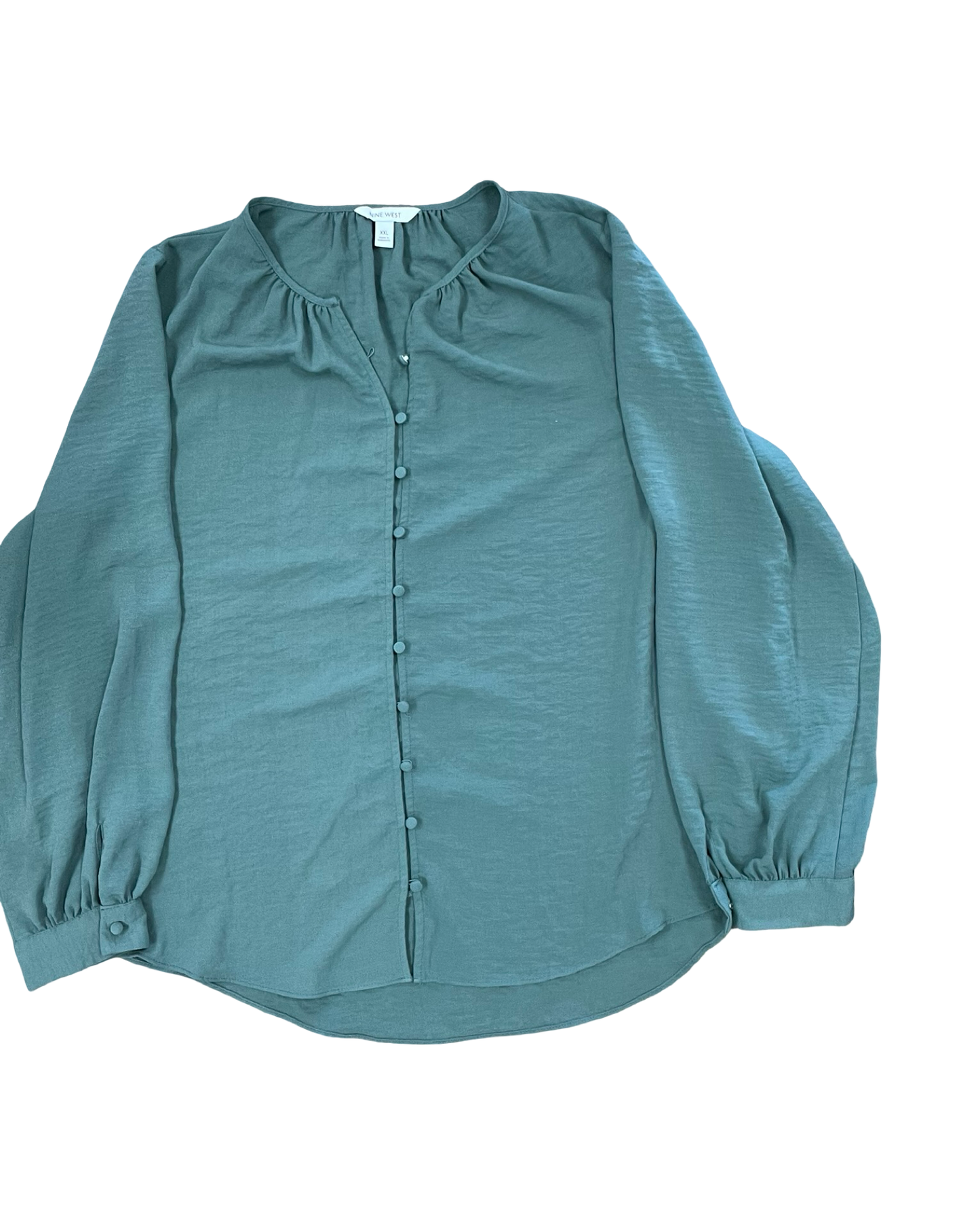 Blouse Ls By Nine West In Green, Size:1X