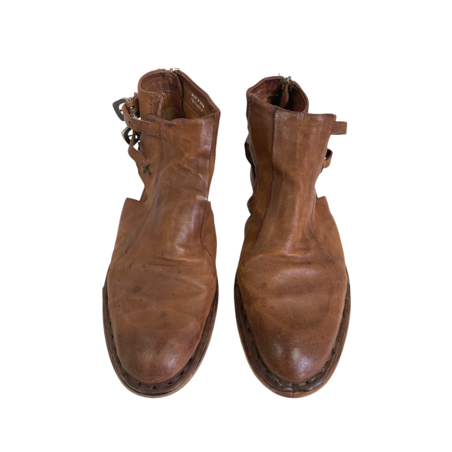 Boots Ankle Flats By A.S. 98 In Brown, Size:10