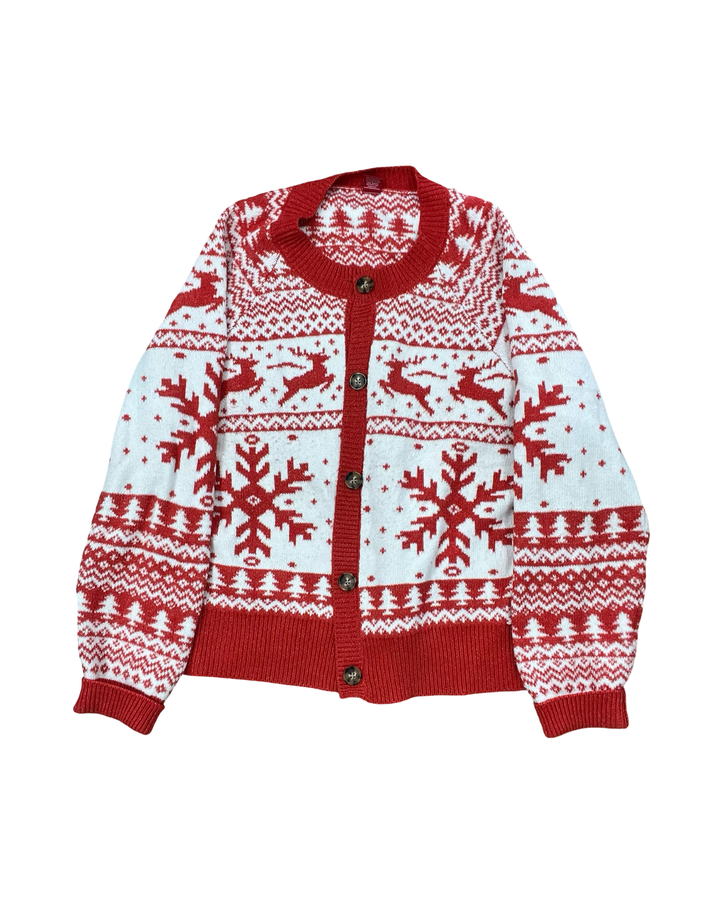 Sweater Cardigan By Clothes Mentor In Red & White, Size:Xl