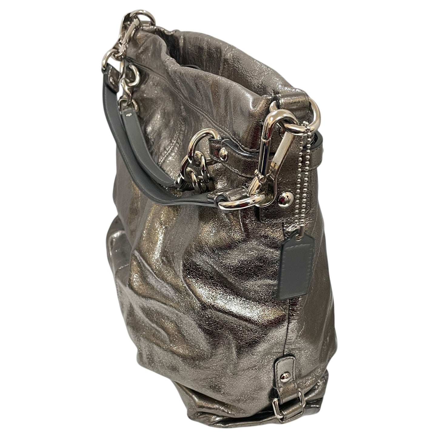 Handbag Designer By Coach In Silver, Size:Large