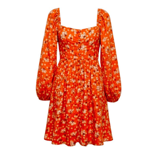 100% Cotton Puff-Sleeve Dress By Anthropologie In Floral Print, Size: XXS