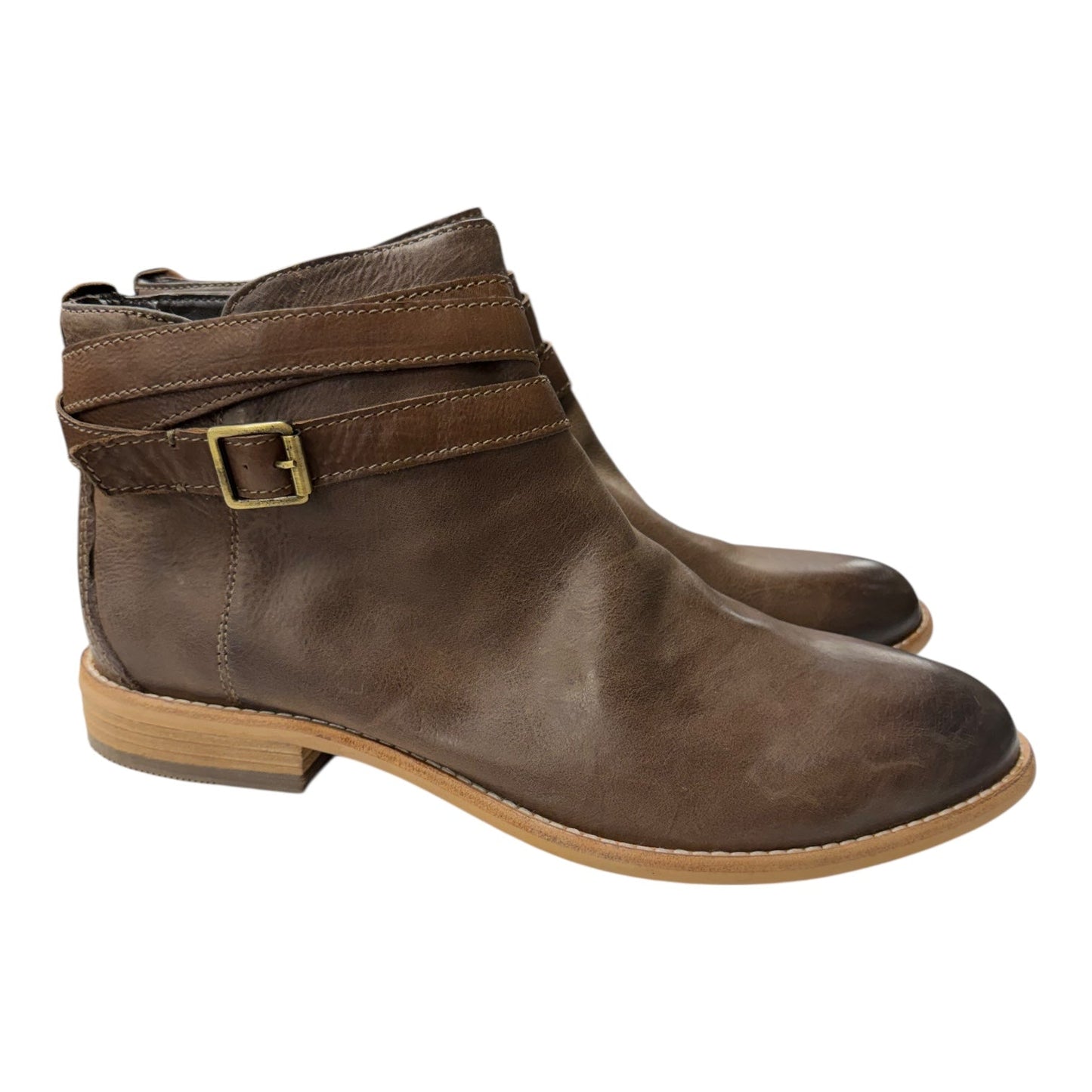 Boots Ankle Flats By Clarks In Brown, Size:12