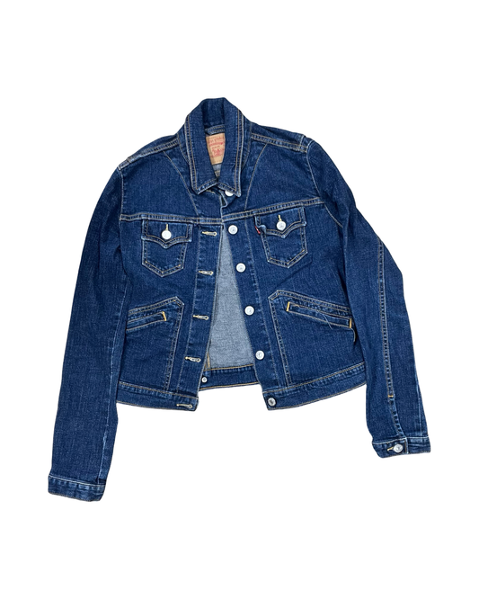 Jacket Denim By Levis In Blue Denim, Size:S