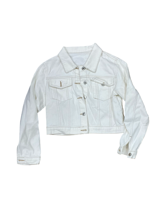 Jacket Denim By Clothes Mentor In Cream Denim, Size:S
