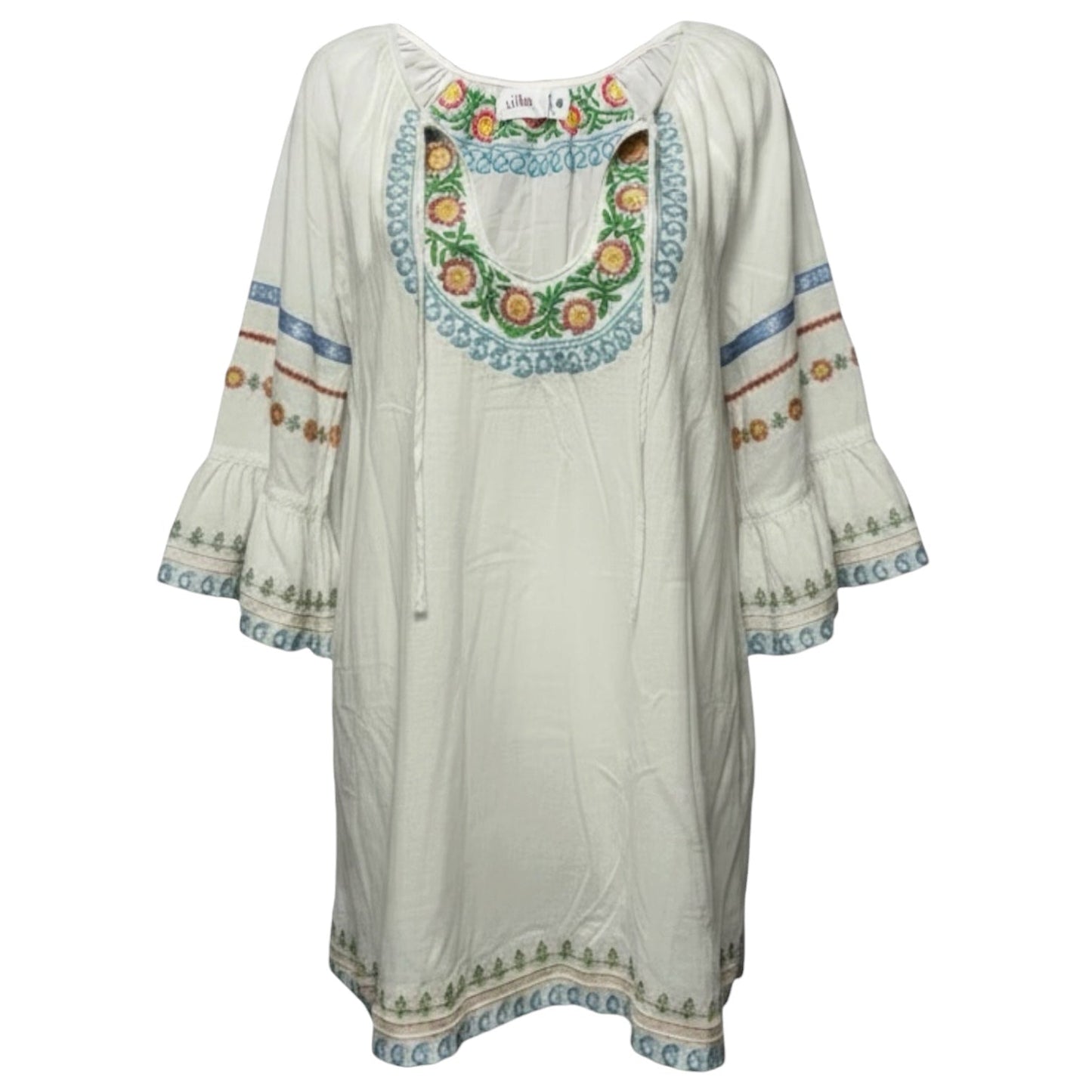 Embroidered Tunic 3/4 Sleeve By Lilka X Anthropologie In Floral Print, Size: M
