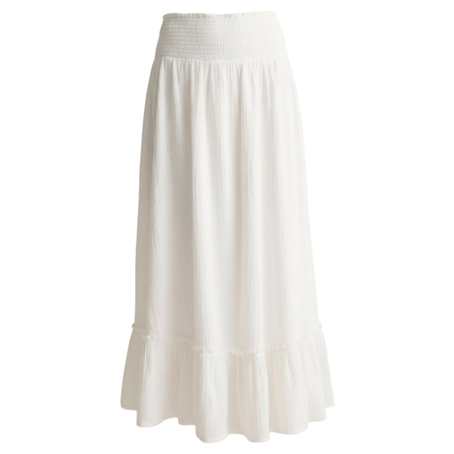 Organic Cotton Gauze Smocked Maxi Skirt By Quince In White, Size: XS
