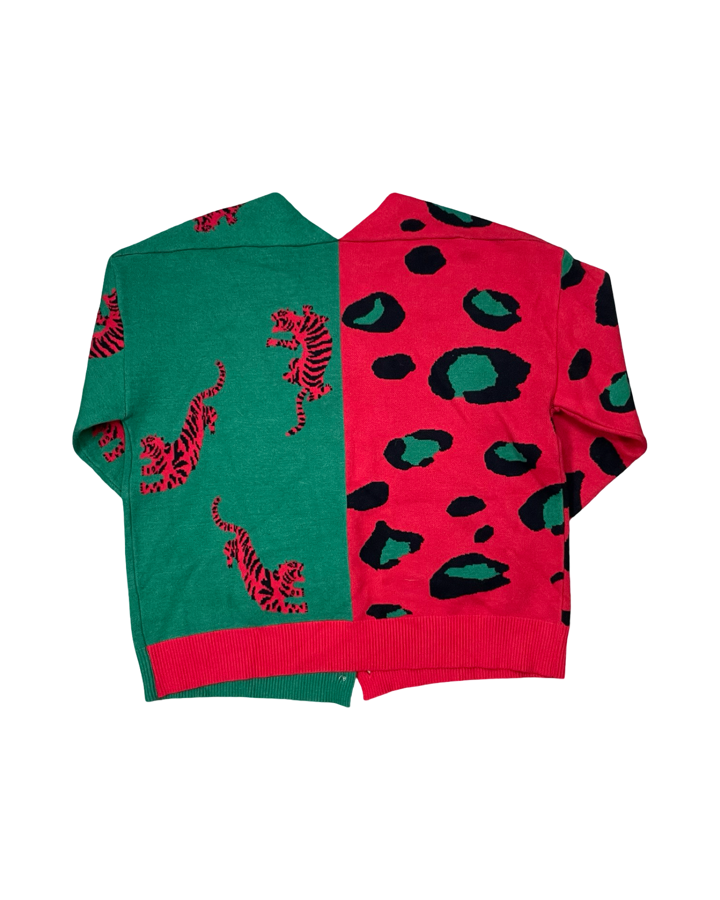 Sweater Cardigan By Shein In Green & Red, Size:M