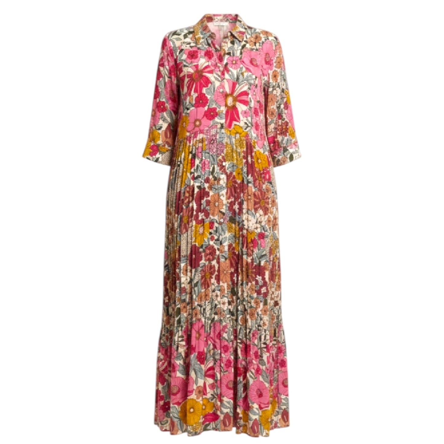 Rebecca Midi Dress By Natural Life In Pink Vintage Floral Print, Size: L