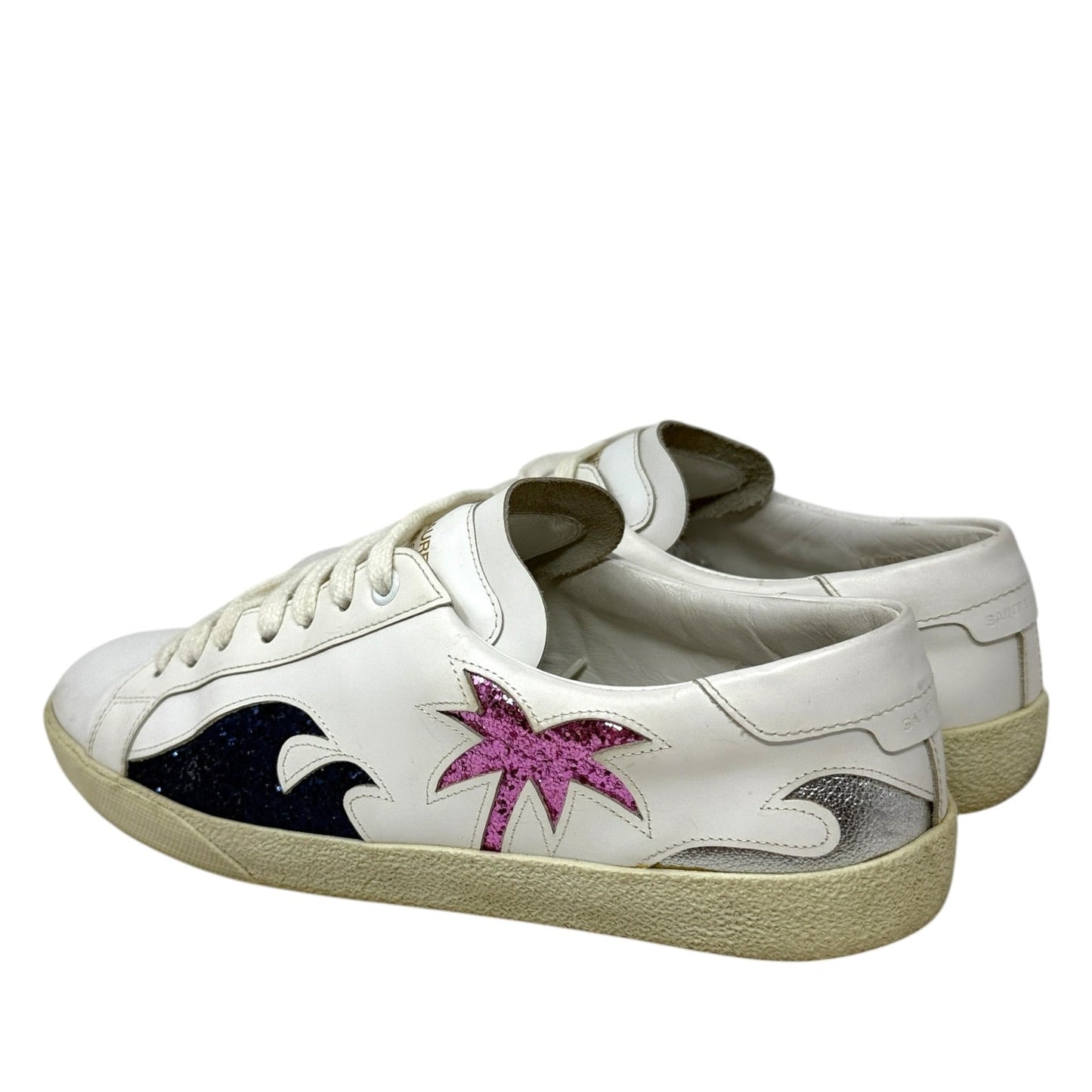 Court Classic Sea, Sex & Sun Sneakers Luxury Designer By Yves Saint Laurent In Tropical Print, Size: 9