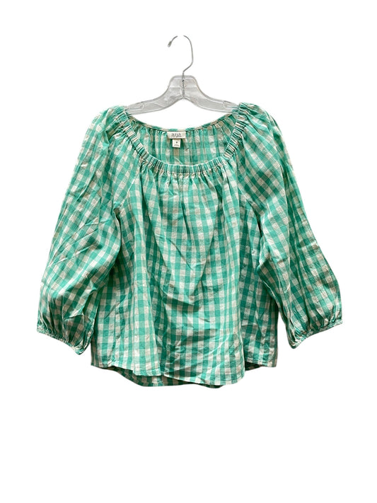 Top 3/4 Sleeve By Ana In Green & White, Size:M