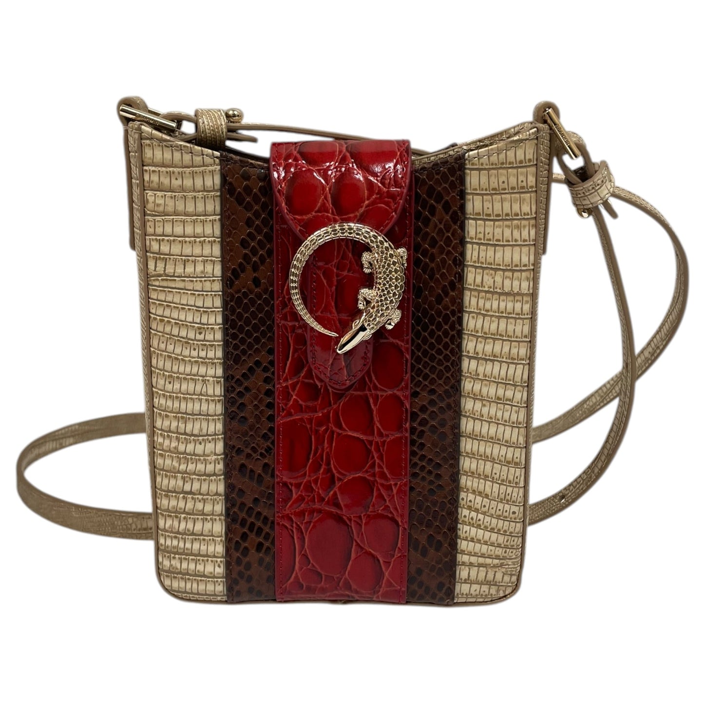 Crossbody Designer By Brahmin In Red & Tan, Size:Small